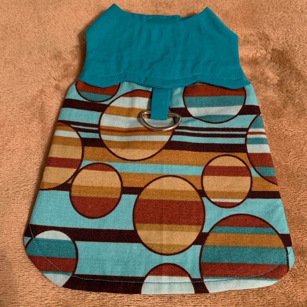 PET DRESS (SQUARE TURQUOISE CIRCLES & LINES)